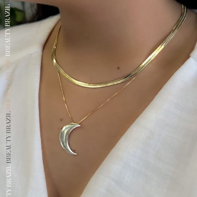 Colar lua lisa em ouro