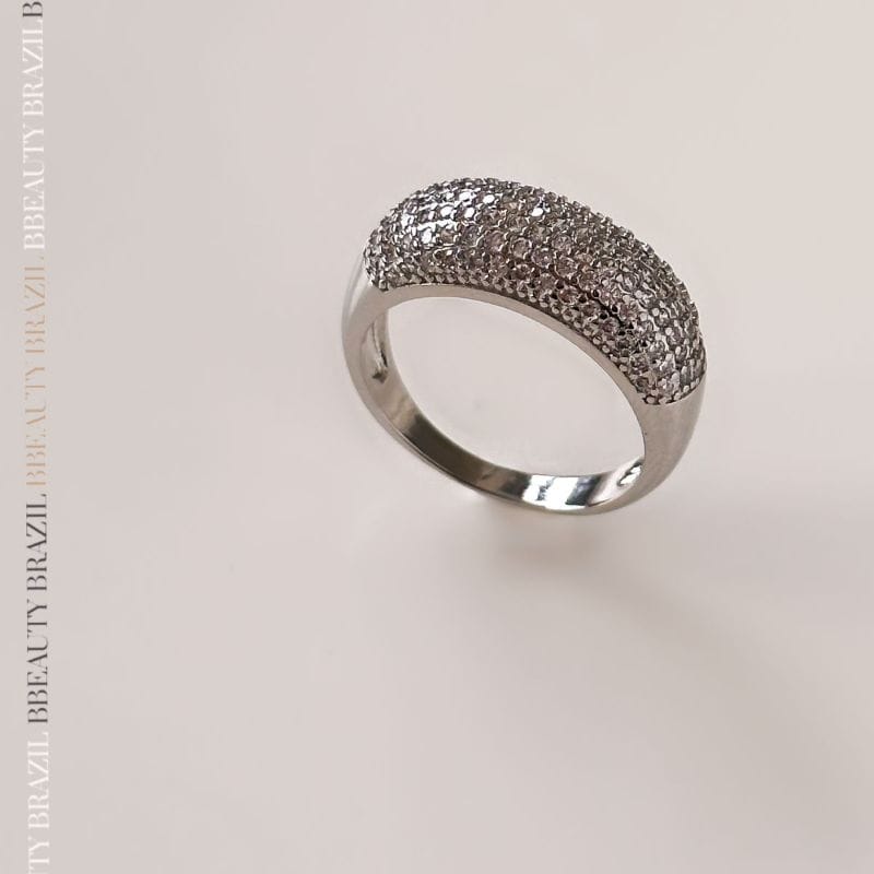 Anel meia aliança oval blaster em ródio